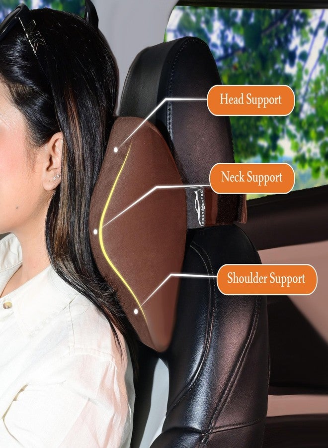 CONTINENTAL “NeckGuard Plus” - Car Neck Rest Pillow Comes with 2 Year Warranty Card, Built with Pure Memory Foam,Car Headrest Pillow for Comfortable Rides (Pack of 1-Coffee). - Image 3